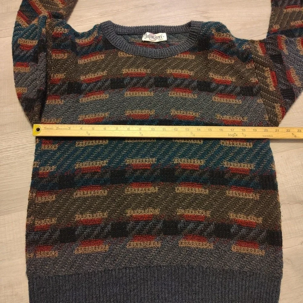Jantzen M Vintage Grandpaw Sweater 80s 90s Knit Wool‎ Acrylic Fuzzy Crewneck